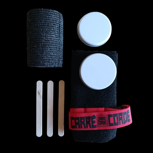 KIT BRACELET ÉPONGE CARRÉ CORDÉ + BOÎTE À VASELINE