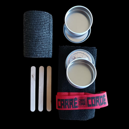 KIT BRACELET ÉPONGE CARRÉ CORDÉ + BOÎTE À VASELINE
