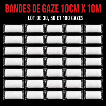VENTE EN GROS : Bande Gaze 10cm x 10m par 30/50/100
