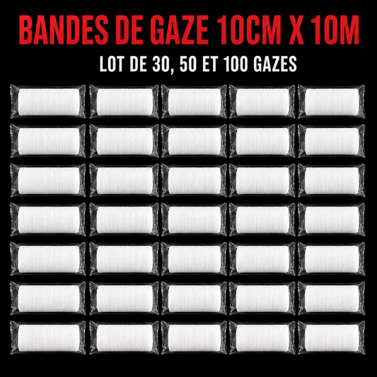 VENTE EN GROS : Bande Gaze 10cm x 10m par 30/50/100