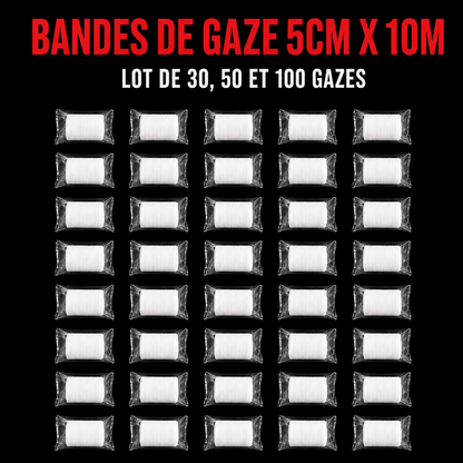 VENTE EN GROS : Bande gaze 5cm x 10m par 30/50/100