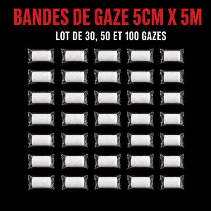 VENTE EN GROS : Bande gaze 5cm x 5m par 30/50/100