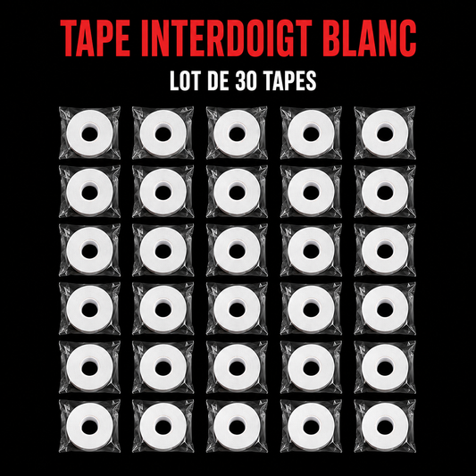 VENTE EN GROS : TAPE INTERDOIGTS 1,25cm x 13.7m BLANC par 30