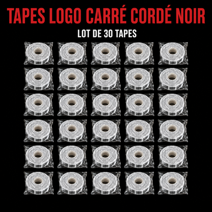 VENTE EN GROS : TAPE LOGO NOIR 2.5cm x 13.7m par 30